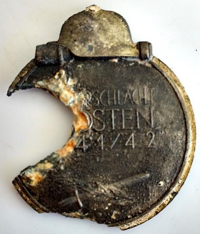WW2 GERMAN NAZI RELIC FOUND EAST FRONT MEDAL AWARD BATTLE AGAINS'T RUSSIA - SOVIETS "Ostmedaille" WITH BULLET HOLE