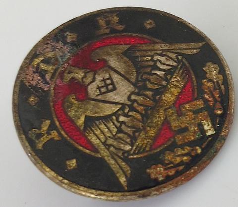 WW2 GERMAN NAZI RELIC FOUND EMANEL PIN FROM A PARAMILITARY NAZI ORGANIZATION GES GESCH MAKER MARKED ON THE BACK