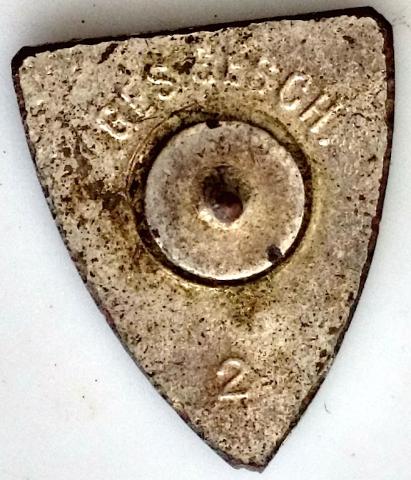 WW2 GERMAN NAZI RELIC FOUND TINY PIN MADE BY GES GESCH WITH SWASTIKA
