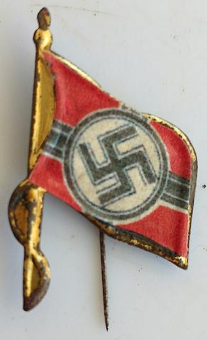 WW2 GERMAN NAZI SET OF 2 NICE TINY FLAGS PINS MARKED