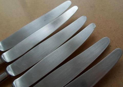 WW2 GERMAN NAZI SET OF 6 WAFFEN SS BUTTER KNIVES SILVERWARE SET WITH SS RUNES ENGRAVED