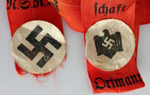 WW2 GERMAN NAZI SPORTS BADGE IN BRONZE WITH WINNER'S SASH BAND