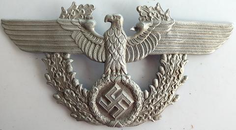 WW2 GERMAN NAZI SS GESTAPO POLICE UNISSUED ALUMINIUM INSIGNIA FOR HELMET