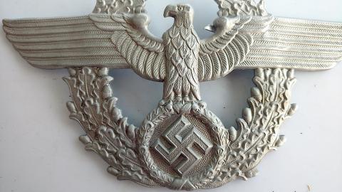 WW2 GERMAN NAZI SS GESTAPO POLICE UNISSUED ALUMINIUM INSIGNIA FOR HELMET