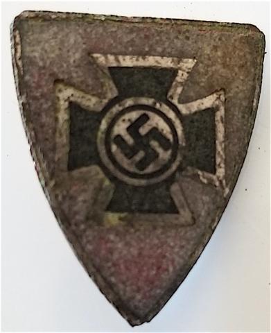 WW2 GERMAN NAZI SWASTIKA + IRON CROSS RELIC FOUND PIN TINY MARKED GES GESCH AND #2