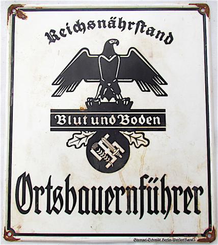 WW2 GERMAN NAZI THIRD REICH LOCAL NSDAP VILLAGE ADMINISTRATION "Ortsbauernführer" PLATE SIGN WITH SWASTIKA