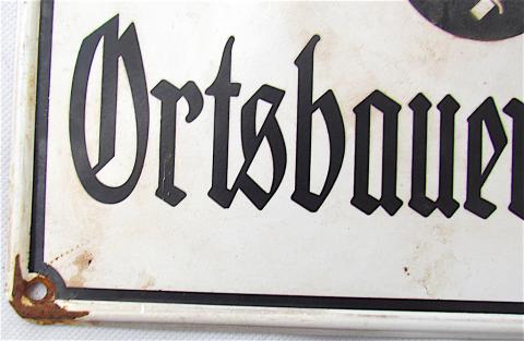 WW2 GERMAN NAZI THIRD REICH LOCAL NSDAP VILLAGE ADMINISTRATION "Ortsbauernführer" PLATE SIGN WITH SWASTIKA