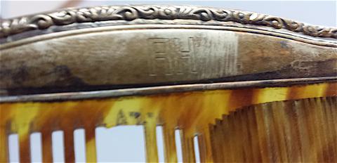 WW2 GERMAN NAZI UNIQUE EXTREMELY SPECIAL ADOLF HITLER OUTLINED BLOCK LETTER AH MONOGRAM SILVER VANITY COMB FOUND FROM ADOLF HITLER 'S EFFECTS IN HIS HOUSE IN BERGHOF