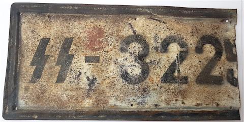 WW2 GERMAN NAZI UNIQUE RELIC FOUND WAFFEN SS LICENCE PLATE PART THAT WAS USED POST-WAR AS A WARNING SIGN AT THE ENTRANCE OF A FOREST