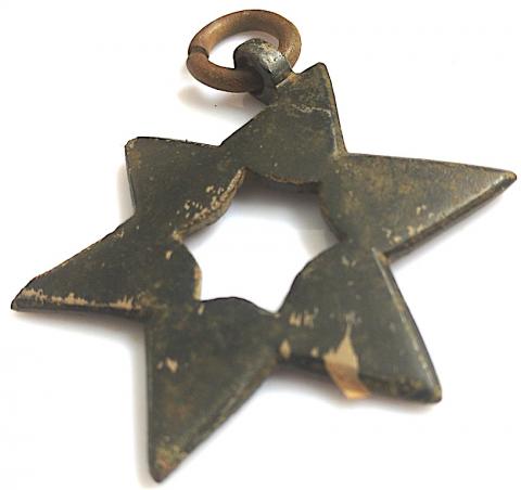 WW2 GERMAN NAZI UNIQUE STAR OF DAVID METAL PENDANT FOUND IN GHETTO AREA OF KRAKOW JEWISH BELONGINGS JUDE JUDEN JOOD JUIF JEW