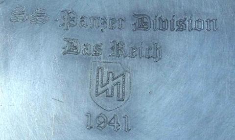 WW2 GERMAN NAZI UNIQUE WAFFEN SS PANZER DIVISION DAS REICH 1941 COMMEMORATIVE ASHRAY WITH NICE SS ENGRAVES