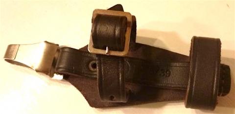 WW2 GERMAN NAZI UNISSUED MINT LEATHER VERTICAL HANGER FOR SA - NSKK DAGGER MADE BY RZM STAMPED