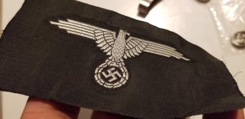 WW2 GERMAN NAZI UNISSUED WAFFEN SS OFFICER FLAT WIRE SLEEVE EAGLE CLOTH INSIGNIA FOR TUNIC