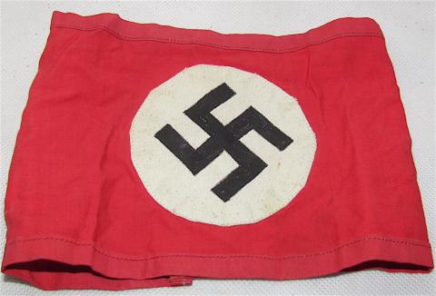 WW2 GERMAN NAZI VERY EARLY NSDAP ARMBAND THREE PIECES CONSTRUCTION WITH SWASTIKA