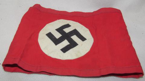 WW2 GERMAN NAZI VERY EARLY NSDAP ARMBAND THREE PIECES CONSTRUCTION WITH SWASTIKA