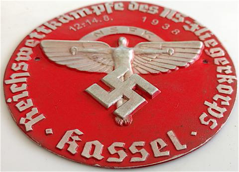 WW2 GERMAN NAZI VERY NICE LARGE ALUMINIUM NSDAP PARAMILITARY NSFK LICENCE MOTORCYCLE CAR PLATE N.S.F.K National Socialist Flyers Corps 