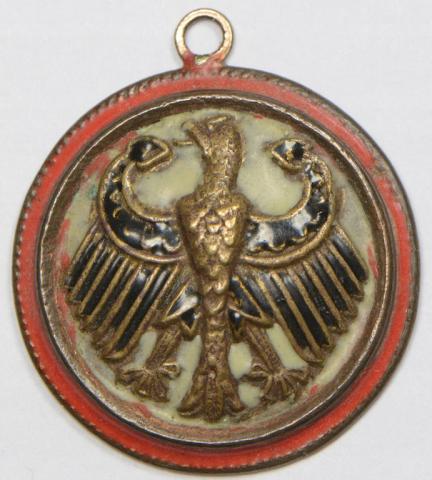 WW2 GERMAN NAZI VERY NICE NAZI NSDAP ADOLF HITLER PARTISAN PENDANT WITH SWASTIKA AND EARLY EAGLE