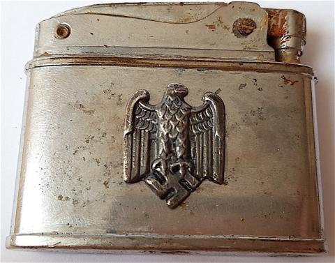 WW2 GERMAN NAZI VERY NICE UNIQUE HEER ARMY GAS LIGHTER WITH EAGLE AND SWASTIKA