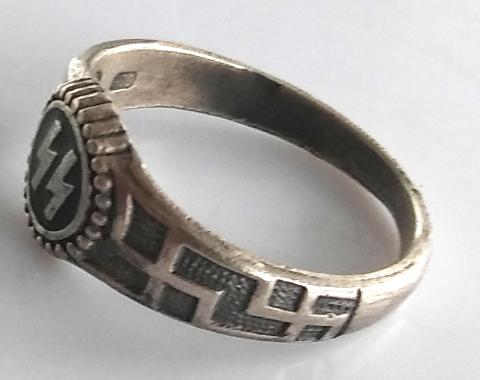 WW2 GERMAN NAZI VERY NICE WAFFEN SS RING SILVER 800