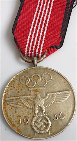 WW2 GERMAN NAZI VERY RARE 1936 BERLIN OLYMPIC MEDAL WITH NEW RIBBON