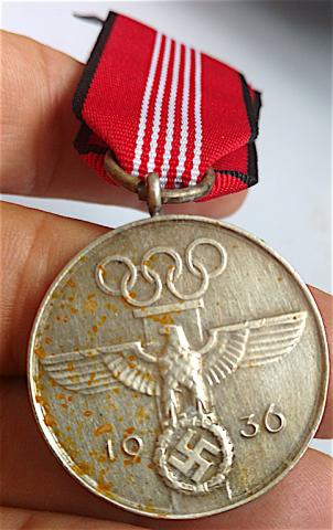 WW2 GERMAN NAZI VERY RARE 1936 BERLIN OLYMPIC MEDAL WITH NEW RIBBON