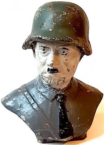 WW2 GERMAN NAZI VERY RARE ADOLF HITLER BUST DRESSED IN SOLDIER NSDAP THIRD REICH LEADER STATUE - VERY NICE!