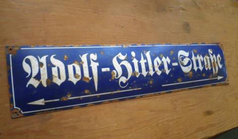 WW2 GERMAN NAZI VERY RARE ADOLF HITLER STRAAT (STREET) PANEL SIGN, RELIC FOUND