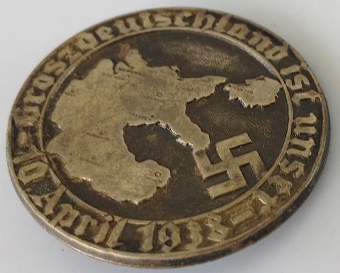 WW2 GERMAN NAZI VERY RARE COMMEMORATIVE PIN FROM THE FAMOUS GROSSDEUTSCHLAND PANZER GRENADIER DIVISION ist unser 10.April 1938