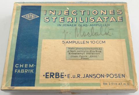WW2 GERMAN NAZI VERY RARE CONCENTRATION CAMP POSEN I.G CHEMICAL FABRIK (MANAGED BY WAFFE SS GUARDS) PAIN INJECTION DRUG (HITLER SECRETLY ADDED STRONG DRUGS IN THESE PRODUCTS)