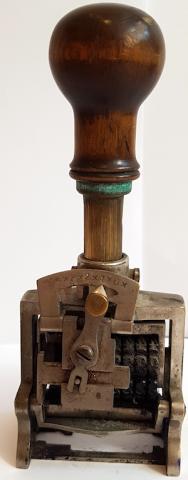 WW2 GERMAN NAZI VERY RARE CUSTOM DATE & NUMBERS WAFFEN SS STAMPER, MARKED