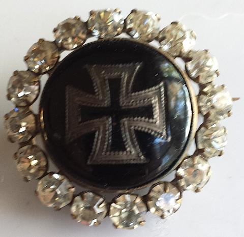 WW2 GERMAN NAZI VERY RARE IRON CROSS PIN WITH DIAMONDS