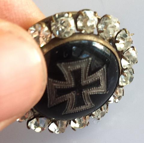 WW2 GERMAN NAZI VERY RARE IRON CROSS PIN WITH DIAMONDS