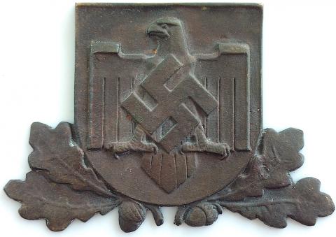 WW2 GERMAN NAZI VERY RARE LARGE METAL PLATE WITH NICE EAGLE & SWASTIKA
