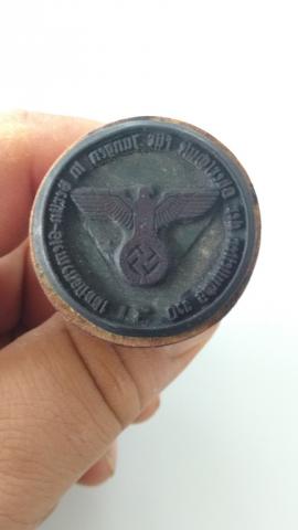 WW2 GERMAN NAZI VERY RARE ORIGINAL STAMPER WITH EAGLE + SWASTIKA