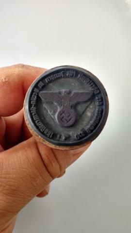 WW2 GERMAN NAZI VERY RARE ORIGINAL STAMPER WITH EAGLE + SWASTIKA