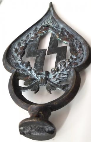 WW2 GERMAN NAZI VERY RARE RELIC FOUND WAFFEN SS TOP POLE OF FLAG WITH NICE SS RUNES