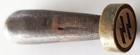 WW2 GERMAN NAZI VERY RARE WAFFEN SS FELDPOST STAMPER IN BRASS STAMPING SS RUNES ON LETTERS