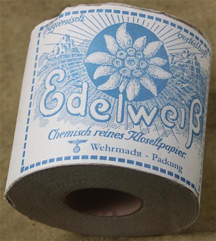 WW2 GERMAN NAZI VERY RARE WEHRMACHT MARKED TOILET PAPER - INSOLITE ITEM TO ANIMATE A DISCUSSION !!