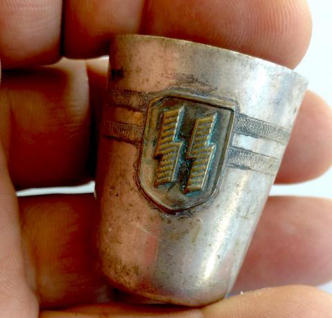 WW2 GERMAN NAZI WAFFEN FM - SS PARTISAN SHOOTER CUP ALUMINIUM RELIC FOUND