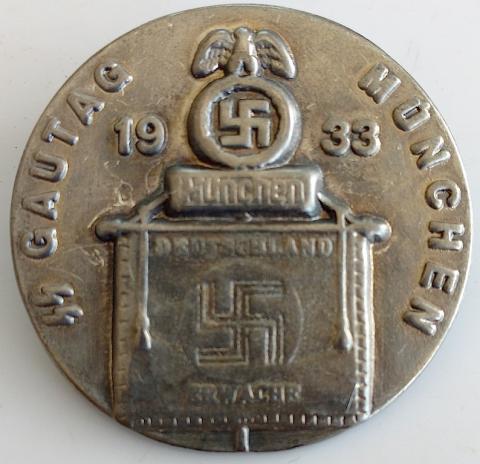 WW2 GERMAN NAZI WAFFEN SS 1933 GAUTAG MUNCHEN RZM PIN BADGE