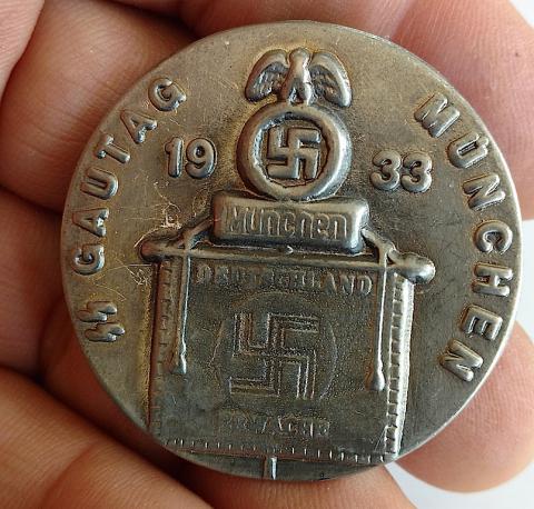 WW2 GERMAN NAZI WAFFEN SS 1933 GAUTAG MUNCHEN RZM PIN BADGE