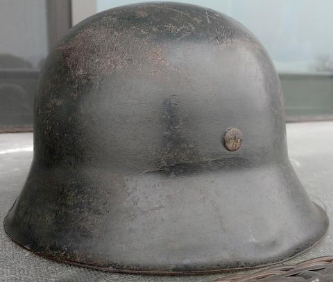 WW2 German Nazi Waffen SS amazing early 1944 M42 combat single decal helmet complete