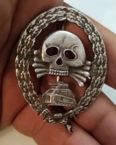 WW2 GERMAN NAZI WAFFEN SS CIVIL WAR PANZER BADGE RARE TOTENKOPF