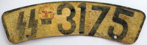 WW2 GERMAN NAZI WAFFEN SS DAS REICH DIVISION AMAZING & RARE MOTORCYCLE LICENCE PLATE, RUSSIA 1941