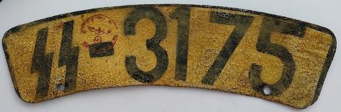 WW2 GERMAN NAZI WAFFEN SS DAS REICH DIVISION AMAZING & RARE MOTORCYCLE LICENCE PLATE, RUSSIA 1941