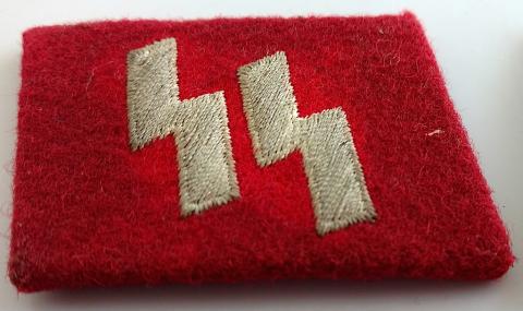 WW2 GERMAN NAZI WAFFEN SS ITALIAN COLLAR TAB SET WITH BOTH RZM MAKER TAG ON THE BACK