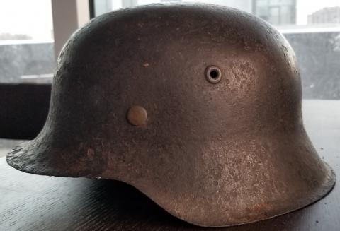 WW2 GERMAN NAZI WAFFEN SS M42 SINGLE DECAL HELMET WITH LINER