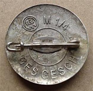 WW2 GERMAN NAZI WAFFEN SS MEMBERSHIP PIN GES GESCH RZM M1/172 MARKED totenkopf