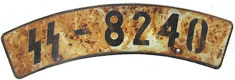 WW2 GERMAN NAZI WAFFEN SS MOTORCYCLE LICENCE PLATE, RELIC FOUND IN A LAKE HARLEY DAVIDSON BMW INDIAN