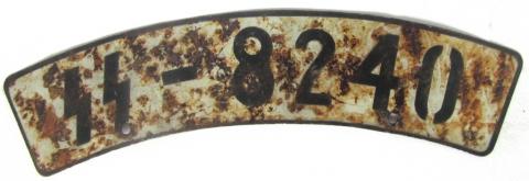 WW2 GERMAN NAZI WAFFEN SS MOTORCYCLE LICENCE PLATE, RELIC FOUND IN A LAKE HARLEY DAVIDSON BMW INDIAN